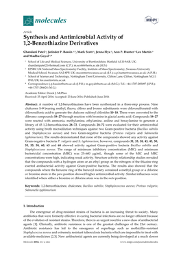 Synthesis and Antimicrobial Activity of 1,2-Benzothiazine Derivatives