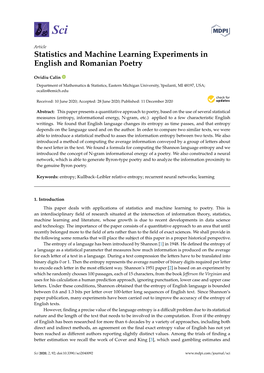 Statistics and Machine Learning Experiments in English and Romanian Poetry