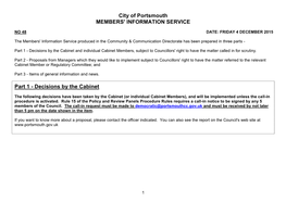 City of Portsmouth MEMBERS' INFORMATION SERVICE Part 1