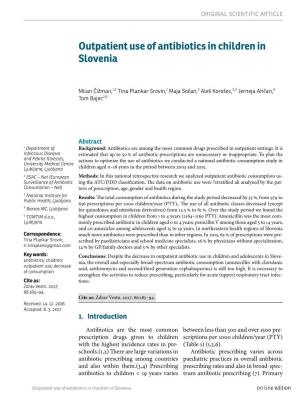 Outpatient Use of Antibiotics in Children in Slovenia