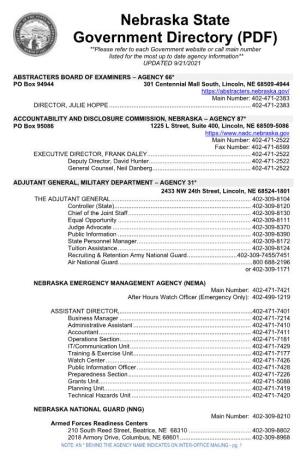 Nebraska State Government Directory (PDF)