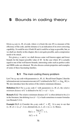 5 Bounds in Coding Theory