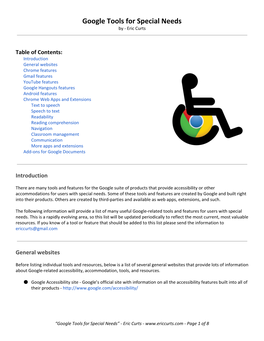 Google Tools for Special Needs by - Eric Curts