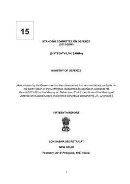 (2015-2016) (Sixteenth Lok Sabha) Ministry of Defence