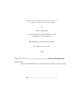 By Dmytro Hordiichuk a Thesis Submitted in Partial Fulfillment of The