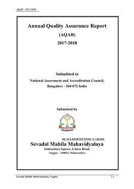 Annual Quality Assurance Report Sevadal Mahila Mahavidyalaya