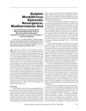 Dolphin Morbillivirus Epizootic Resurgence, Mediterranean