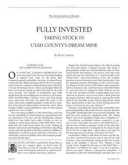 Fully Invested Taking Stock in Utah County’S Dream Mine