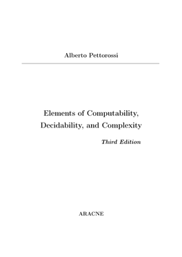 Elements of Computability, Decidability, and Complexity