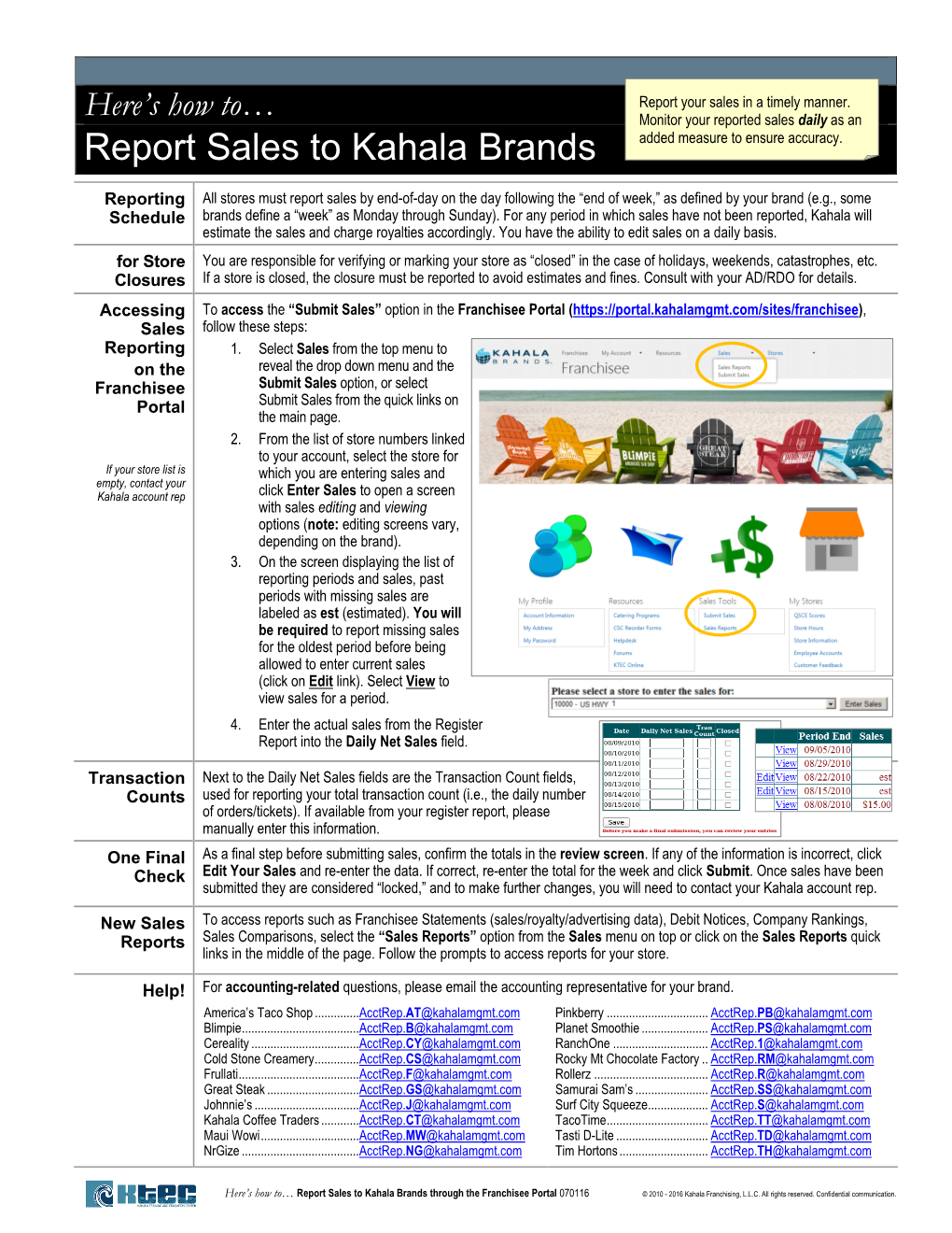 Report Sales to Kahala Brands