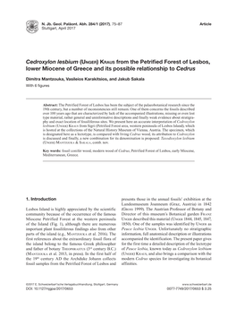 Cedroxylon Lesbium (Unger) Kraus from the Petrified Forest of Lesbos, Lower Miocene of Greece and Its Possible Relationship to Cedrus