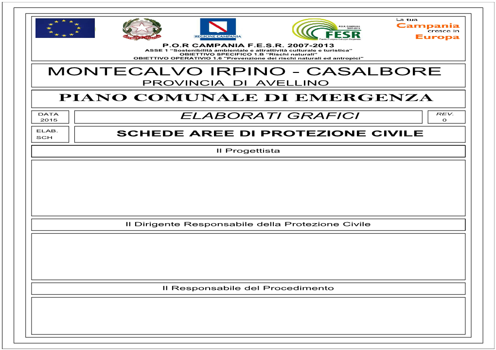 Montecalvo Irpino - Casalbore Provincia Di Avellino Piano Comunale Di Emergenza