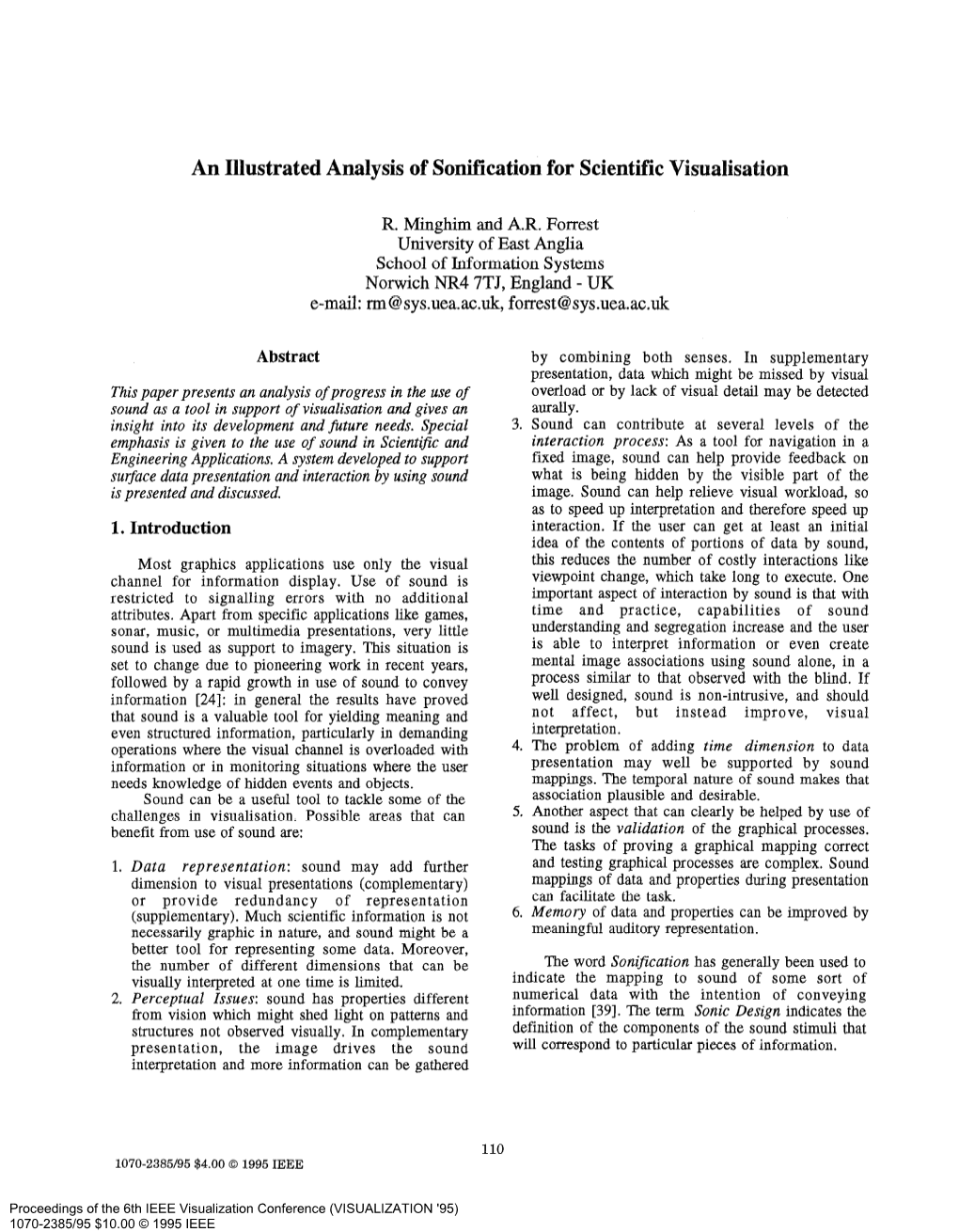 An Illustrated Analysis of Sonification for Scientific Visualisation