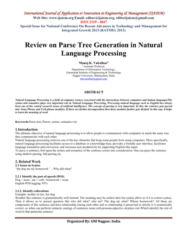 Review on Parse Tree Generation in Natural Language Processing