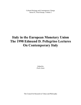Italy in the European Monetary Union the 1998 Edmund D