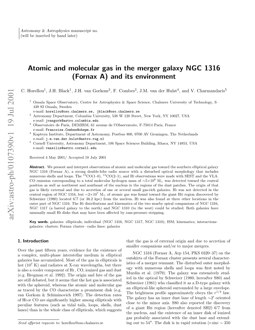 Atomic and Molecular Gas in the Merger Galaxy NGC 1316