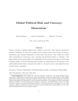 Global Political Risk and Currency Momentum ∗