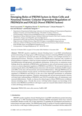 Emerging Roles of PRDM Factors in Stem Cells and Neuronal System: Cofactor Dependent Regulation of PRDM3/16 and FOG1/2 (Novel PRDM Factors)