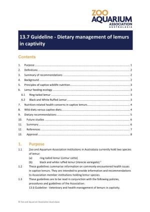 13.7 Guideline - Dietary Management of Lemurs in Captivity