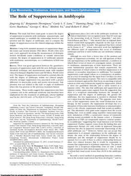 The Role of Suppression in Amblyopia