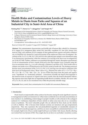 Health Risks and Contamination Levels of Heavy Metals in Dusts from Parks and Squares of an Industrial City in Semi-Arid Area of China