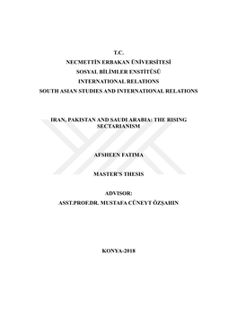T.C. Necmettin Erbakan Üniversitesi Sosyal Bilimler Enstitüsü International Relations South Asian Studies and International Relations