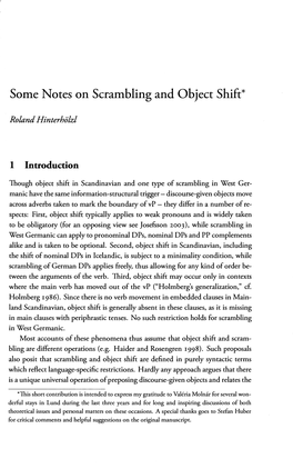 Some Notes on Scrambling and Object Shift*