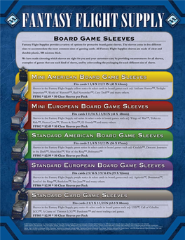 Board Game Sleeves Fantasy Flight Supplies Provides a Variety of Options for Protective Board Game Sleeves