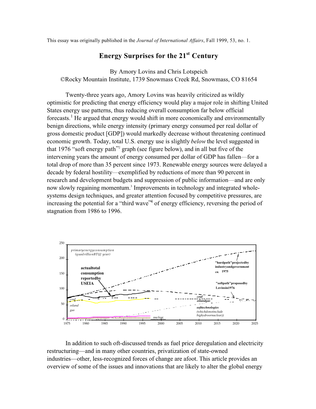 Energy Surprises for the 21St Century