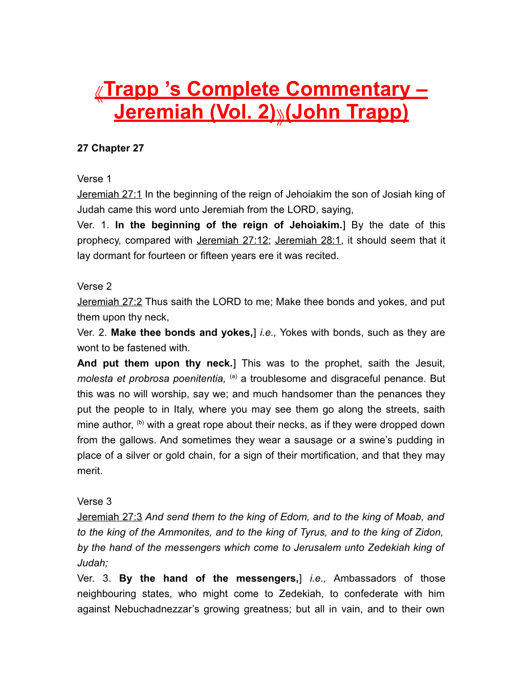 Trapp S Complete Commentary Jeremiah (Vol. 2) (John Trapp)