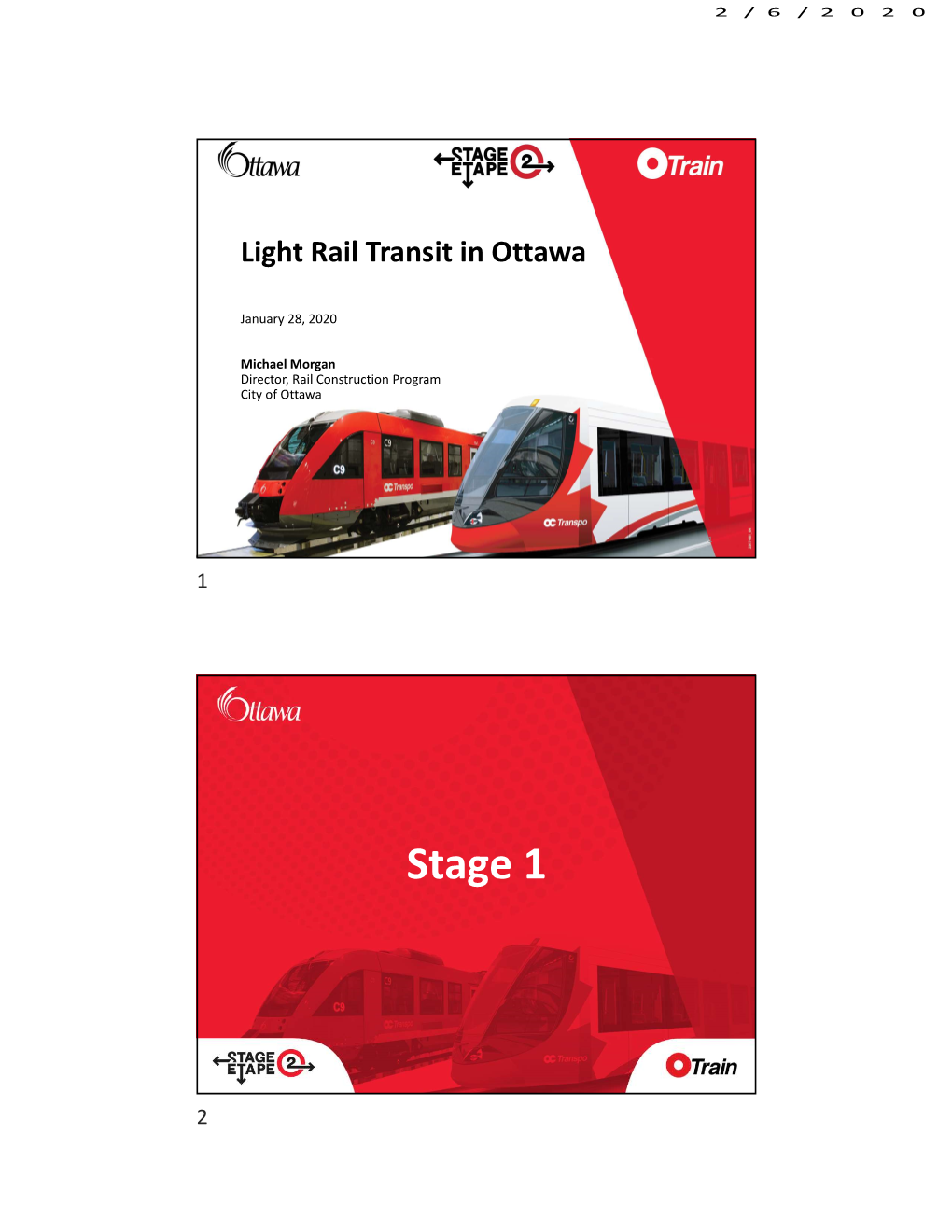 City of Ottawa Stage II Light Rail Program