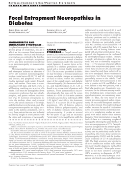Focal Entrapment Neuropathies in Diabetes