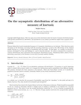 On the Asymptotic Distribution of an Alternative Measure of Kurtosis