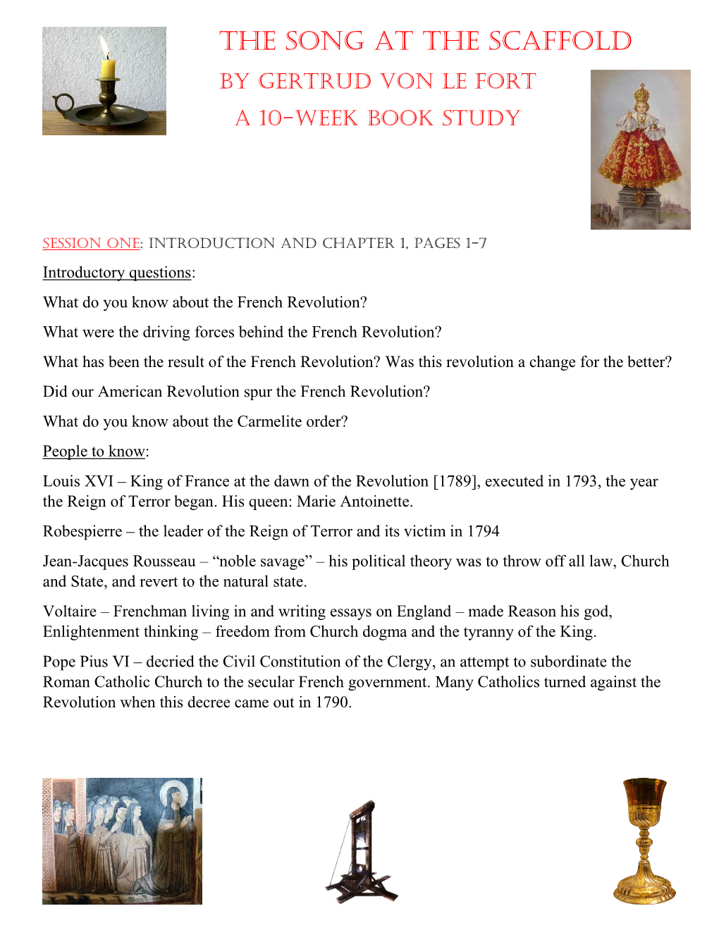 The Song at the Scaffold by Gertrud Von Le Fort a 10-Week Book Study