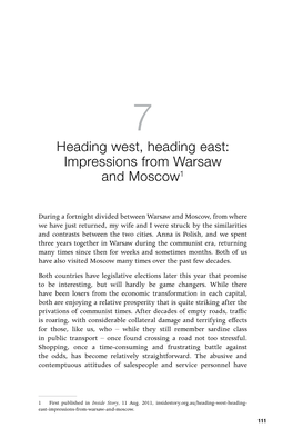 Heading West, Heading East: Impressions from Warsaw and Moscow1