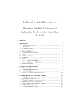 Problems for 2015 AIM Workshop on Dynamical Algebraic Combinatorics