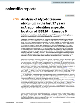 Analysis of Mycobacterium Africanum in the Last 17 Years in Aragon