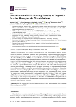 Identification of RNA-Binding Proteins As Targetable Putative Oncogenes