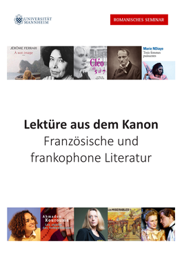 Lektüre Aus Dem Kanon Französische Und Frankophone Literatur