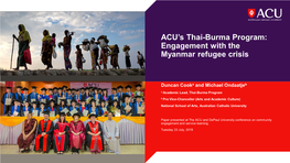 ACU's Thai-Burma Program
