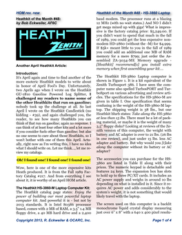 HOM Rev. New Heathkit of the Month #48 - HS-3860 Laptop Heathkit of the Month #48: Baud Modem