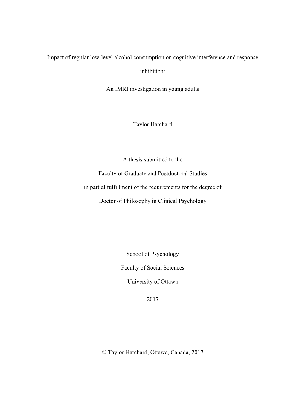 Impact of Regular Low-Level Alcohol Consumption on Cognitive Interference and Response Inhibition