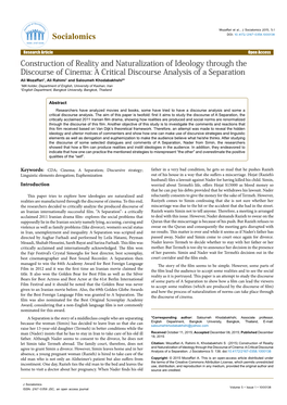 Construction of Reality and Naturalization of Ideology Through