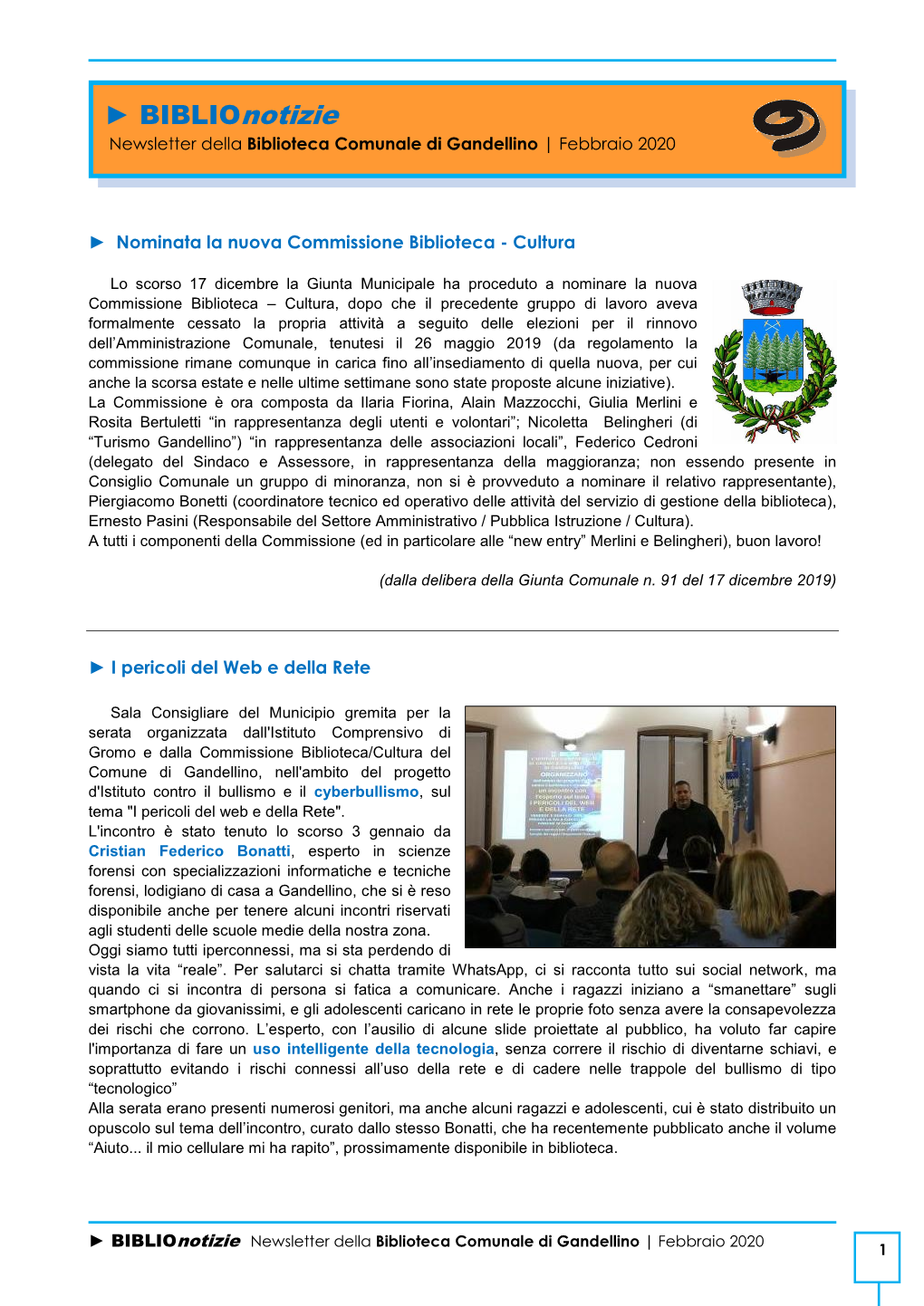 Biblionotizie Newsletter Della Biblioteca Comunale Di Gandellino | Febbraio 2020