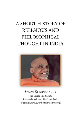 A Short History of Religious and Philosophic Thought in India