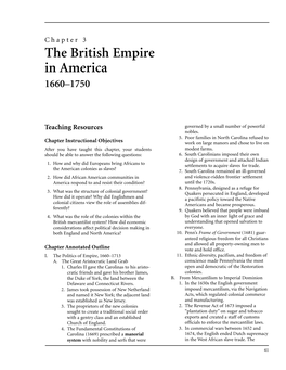 The British Empire in America 1660–1750