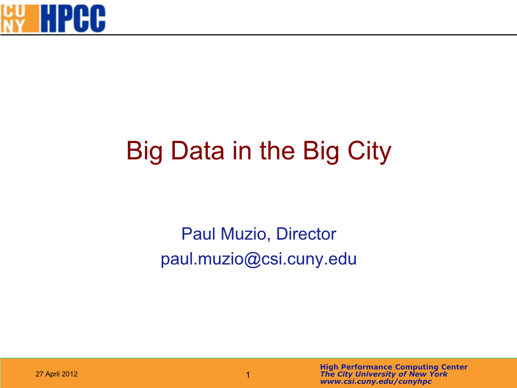 The CUNY High Performance Computing Initiative