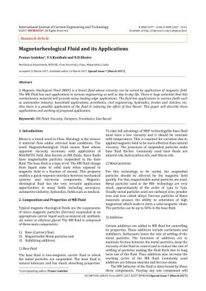 Magnetorheological Fluid and Its Applications