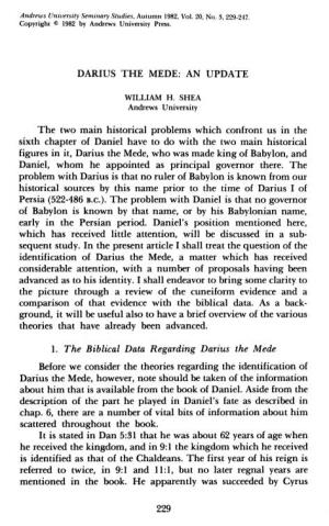 1. the Biblical Data Regarding Darius the Mede