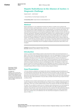 Hepatic Hydrothorax in the Absence of Ascites: a Diagnostic Challenge